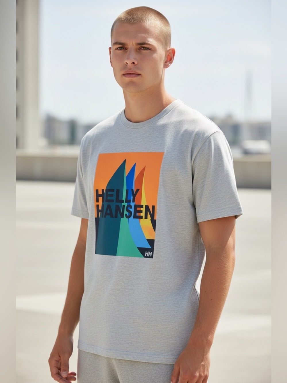 Helly Hansen Light Gray Graphic Short-Sleeve Tee with Multicolor Sail Print